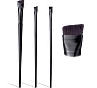 SmallCat Lot de 3 pinceaux biseautés pour eyeliner, pinceau à sourcils biseauté ultra fin et plat avec poils synthétiques doux (3 styles, noir)