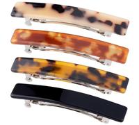 SmallCat Lot de 4 barrettes à cheveux rectangulaires brillantes pour femme, 7,5 cm, en forme de écaille de tortue, accessoires de cheveux longs et épais (4 couleurs)