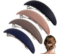 SmallCat Lot de 4 barrettes à cheveux vintage pour femme, barrettes françaises mates, solides, pour cheveux fins et épais (noir, marron, bleu foncé, kaki)