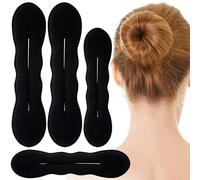 SmallCat Lot de 4 éponges pour chignon - 2 tailles - Accessoires pour chignon - Cheveux longs, raides et bouclés - Noir