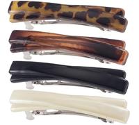 SmallCat Lot de 4 pinces à cheveux classiques en forme de écaille de tortue pour femme, 6,3 cm, accessoires de cheveux longs et épais pour femme, noir, blanc, léopard, ambre)