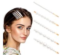 SmallCat Lot de 5 épingles à cheveux en alliage avec perles, élégantes et décoratives, pour femme, mariée, mariage, Saint-Valentin - Doré