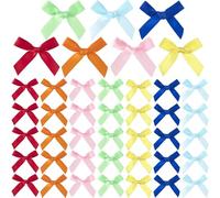 SmallCat Lot de 70 mini nœuds en ruban de satin coloré, accessoires de couture pour fleurs, emballage, Noël, mariage, décoration de fête d'anniversaire