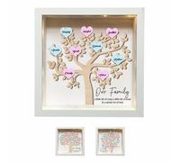 Smallduuck Boîte d'ombre d'arbre généalogique LED personnalisée avec 1 à 15 noms, cadre familial, cadeaux pour grand-mère, maman, grand-mère, épouse, amoureuse