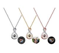 Smallduuck Collier personnalisé de projection de l'infini pour les femmes Argent Je t'aime 100 langues Collier Photo Projection Colliers cadeau personnalisé pour Noël Anniversaire,Style 2