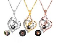 Smallduuck Collier personnalisé photo cœur image de projection Collier je t'aime 100 langues pour les femmes filles Mémorial cadeau pour Noël Anniversaire,Style 12