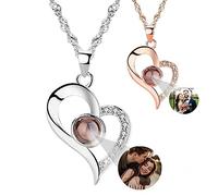 Smallduuck Collier personnalisé photo cœur image de projection Collier je t'aime 100 langues pour les femmes filles Mémorial cadeau pour Noël Anniversaire,Style 1