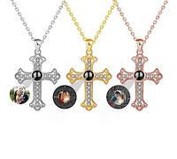 Smallduuck Je t'aime collier 100 langues argent personnalisé photo projection colliers croix pendentif projection colliers cadeaux personnalisés pour les femmes votre fille,Style 6