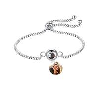 Smallduuck Personnalisé Cercle Projection Bracelets Photo avec image à l'intérieur Photo Projection Bracelet Couples Je t'aime Bracelet Cadeaux pour les mères Jour Saint Valentin Anniversaire,Style 6