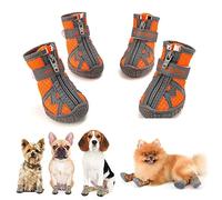 SMALLLEE_LUCKY_STORE Chaussures de d'été pour Chiens de Petite et Moyenne Taille,Respirantes en Maille aérée Protection des Pattes réfléchissantes antidérapante Trottoir Chaud, Orange 1#