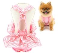 SMALLLEE_LUCKY_STORE Couche hygiénique lavable et réutilisable à carreaux pour animal domestique avec bretelles pour chiot, combinaison pour chiennes femelles en période de chaleur, rose layette,