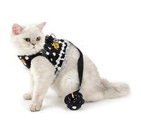 smalllee_lucky_store Ensemble harnais et laisse pour chat avec couronne à pois, anti-fuite, réglable, robe de princesse avec anneau en D pour petite fille, chiot, chaton, lapin, chien, noir, S