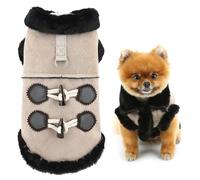 SMALLLEE_LUCKY_STORE Manteau à bascule en daim synthétique pour petit chien avec anneau en D et col en fausse fourrure pour l'automne et l'hiver Doublure en fausse fourrure Vêtements pour chihuahua,