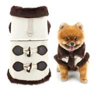 SMALLLEE_LUCKY_STORE Manteau à bascule en daim synthétique pour petit chien avec anneau en D et col en fausse fourrure pour l'automne et l'hiver Doublure en fausse fourrure Vêtements pour chihuahua,
