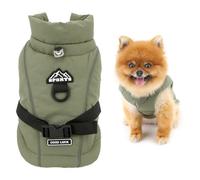 SMALLLEE_LUCKY_STORE Manteau chaud et coupe-vent pour chien de petite taille, doublure Sherpa ultra épaisse, réfléchissant, avec anneau en D réglable, col roulé pour chihuahua, yorkshire, vert kaki