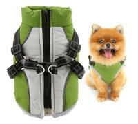 SMALLLEE_LUCKY_STORE Manteau coupe-vent doublé en polaire pour chien de petite taille, réfléchissant, chaud, avec double anneau en D intégré, harnais réglable à col roulé pour animal domestique