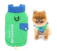 SMALLLEE_LUCKY_STORE Manteau d'hiver imperméable en polaire pour chiens de taille XS et petite taille, avec anneau en D imprimé, col roulé imprimé, gilet rembourré chaud, coupe-vent, vêtement pour