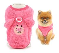 SMALLLEE_LUCKY_STORE Pull en polaire corail pour chien de très petite taille, motif dessin animé, pull pour animal domestique - Pull chaud et confortable avec anneau en D - Pour l'hiver et l'automne