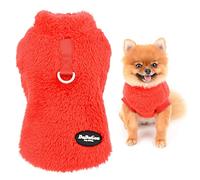 SMALLLEE_LUCKY_STORE Pull en Polaire Sherpa pour Animal Domestique avec Anneau en D pour Petits Chiens Chats Chiots, Yorkshire Chihuahua vêtements Chauds d'automne et d'hiver, Rouge,S