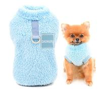 SMALLLEE_LUCKY_STORE Pull en Polaire Sherpa pour Animal Domestique Col roulé Pull avec Anneau en D pour Petits Chiens Chats, Chiots Yorkshire Chihuahua vêtements Chauds, Bleu, M