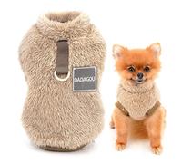 SMALLLEE_LUCKY_STORE Pull en Polaire Sherpa pour Animal Domestique Col roulé Pull avec Anneau en D pour Petits Chiens Chats, Chiots Yorkshire Chihuahua vêtements Chauds, Marron, XL
