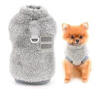 SMALLLEE_LUCKY_STORE Pull en Polaire Sherpa pour Animal Domestique Col roulé Pull avec Anneau en D pour Petits Chiens Chats, Chiots Yorkshire Chihuahua vêtements Chauds, Gris, S