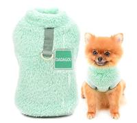 SMALLLEE_LUCKY_STORE Pull en Polaire Sherpa pour Animal Domestique Col roulé Pull avec Anneau en D pour Petits Chiens Chats, Chiots Yorkshire Chihuahua vêtements Chauds, Vert, M