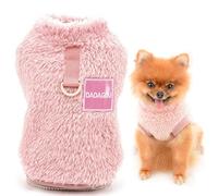 SMALLLEE_LUCKY_STORE Pull en Polaire Sherpa pour Animal Domestique Col roulé Pull avec Anneau en D pour Petits Chiens Chats, Chiots Yorkshire Chihuahua vêtements Chauds, Rose, XXL