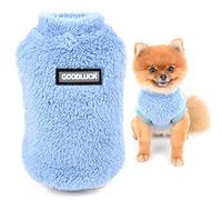 SMALLLEE_LUCKY_STORE Pull en Polaire Sherpa pour Animal Domestique Pull à col roulé Doux pour Petits Chiens Chats Chiots, Yorkie Chihuahua vêtements Chauds d'automne et d'hiver, Bleu, L