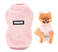 SMALLLEE_Lucky_Store Pull en Polaire Sherpa pour Animal Domestique Pull à col roulé Doux pour Petits Chiens Chats Chiots, Yorkie Chihuahua vêtements Chauds d'automne et d'hiver, Rose, M