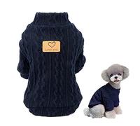 SMALLLEE_LUCKY_STORE Pull en tricot en câble pour animaux de compagnie - Pulls à col roulé pour chiens de petite taille, chats, filles, garçons - Chemise douce et confortable à col ras-du-cou