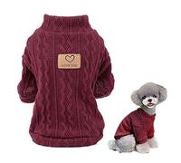 SMALLLEE_LUCKY_STORE Pull en tricot torsadé pour petits chiens, chats, filles, garçons, confortables et doux à col montant, manteau d'hiver chaud pour chiot, yorkshire, chihuahua