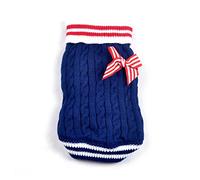 SMALLLEE_LUCKY_STORE Pull Pull-Overs Veste Vêtement Tricot Manteau d'hiver pour Chihuahua Petit Chien Chaton Chat Bleu Marine XS