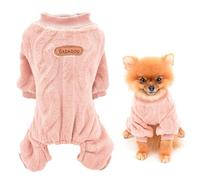 SMALLLEE_LUCKY_STORE Pyjama Chien en Flanelle Épaisse, Combinaison Polaire Chaude pour Petit Chien et Chat, Vêtement d'hiver Doux à 4 Pattes, Yorkie, Chihuahua, Chiot, Rose, L