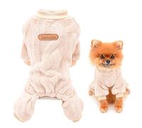 SMALLLEE_LUCKY_STORE Pyjama Chien en Flanelle Épaisse, Combinaison Polaire Chaude pour Petit Chien et Chat, Vêtement d'hiver Doux à 4 Pattes, Yorkie, Chihuahua, Chiot, Kaki, M