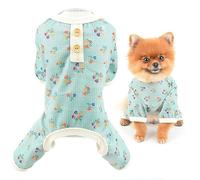 SMALLLEE_Lucky_Store Pyjama Chien en Tricot Gaufré, Combinaison Florale Extensible pour Petit Chien et Chat, Vêtement de Nuit Chaud à 4 Pattes, Tenue de Maison Yorkie, Chihuahua