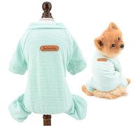 SMALLLEE_LUCKY_STORE Pyjama Chien Rayé en Coton, Combinaison pour Petit Chien et Chat, Vêtement de Nuit Souple à 4 Pattes, Grenouillère pour Chiot, Yorkie, Chihuahua