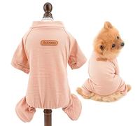 SMALLLEE_LUCKY_STORE Pyjama Chien Rayé en Coton, Combinaison pour Petit Chien et Chat, Vêtement de Nuit Souple à 4 Pattes, Grenouillère pour Chiot, Yorkie, Chihuahua