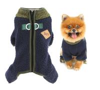 SMALLLEE_LUCKY_STORE Pyjama en polaire pelucheuse pour chien de très petite taille - Combinaison chaude avec double anneau en D à col roulé et fermeture éclair dans le dos - Vêtements d'hiver et