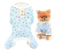 SMALLLEE_LUCKY_STORE Pyjama en tricot gaufré pour petit chien, combinaison extensible et chaude pour Yorkie Chihuahua, bleu, taille M