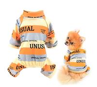 SMALLLEE_LUCKY_STORE Pyjama pour Animal Domestique en Coton rayé Multicolore pour Chiens de Petite et Moyenne Taille, Combinaison d'intérieur, vêtements pour Chihuahua, Yorkshire, Orange, Taille XL