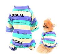 SMALLLEE_LUCKY_STORE Pyjama pour Animal Domestique en Coton rayé Multicolore pour Chiens de Petite et Moyenne Taille, Combinaison d'intérieur, vêtements pour Chihuahua, Yorkshire, Vert, Taille XXL