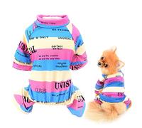 SMALLLEE_LUCKY_STORE Pyjama pour Animal Domestique en Coton rayé Multicolore pour Chiens de Petite et Moyenne Taille, Combinaison d'intérieur, vêtements pour Chihuahua, Yorkshire, Rose, Taille XXL