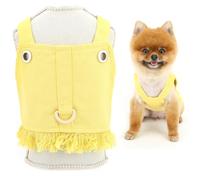 SMALLLEE_LUCKY_STORE Robe harnais en denim pour petit chien - Jupe de princesse avec anneau en D et franges - Vêtements d'été pour animaux de compagnie Chihuahua, yorkshire - Jaune, L
