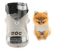 SMALLLEE_LUCKY_STORE Sweat à capuche doublé en polaire pour chien de très petite taille, pull d'hiver chaud avec anneau en D et grande poche pour animal de compagnie, chihuahua, yorkshire, gris