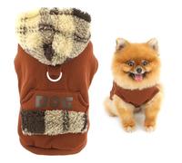 SMALLLEE_LUCKY_STORE Sweat à capuche doublé en polaire pour chien de très petite taille, pull d'hiver chaud avec anneau en D et grande poche pour animal de compagnie, vêtement pour chihuahua