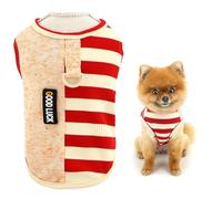 SMALLLEE_LUCKY_STORE T-shirt en tricot pour chien de très petite et petite taille - Pull à rayures avec anneau en D - Respirant et extensible - Vêtement pour chihuahua, yorkshire, chat - Rouge foncé