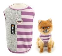 SMALLLEE_LUCKY_STORE T-shirt en tricot pour chien de très petite et petite taille - Pull à rayures avec anneau en D - Respirant et extensible - Vêtement pour chihuahua, yorkshire, chat - Violet