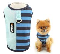 SMALLLEE_LUCKY_STORE T-shirt en tricot pour chien de très petite et petite taille - Pull à rayures avec anneau en D - Respirant et extensible - Vêtement pour chihuahua, yorkshire, chat - Bleu - Taille