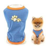 SMALLLEE_LUCKY_STORE T-shirt solide pour petit chien - Pull avec pattes - Débardeur respirant et extensible - Pour printemps et été - Vêtement pour chihuahua, yorkshire, chat - Bleu - XS